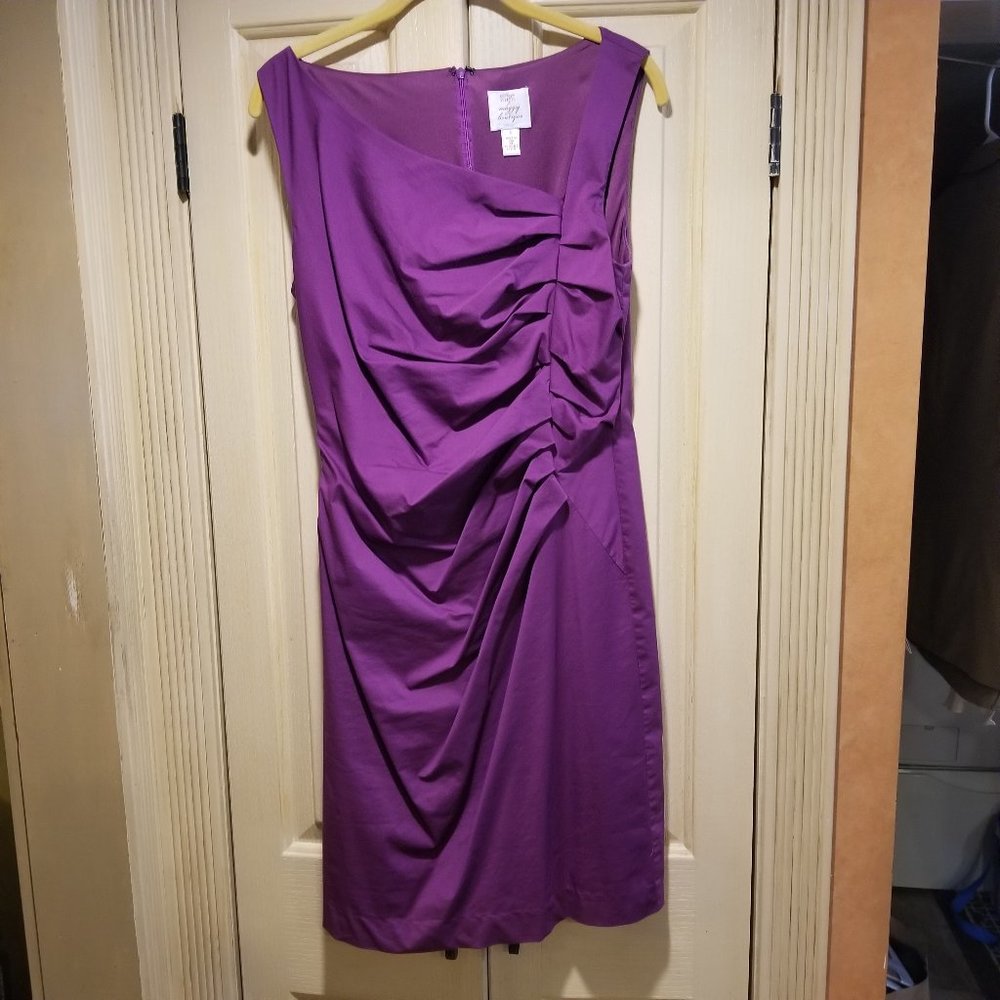 Suzie Chin asymetrical neckline rouched  cocktail evening dress